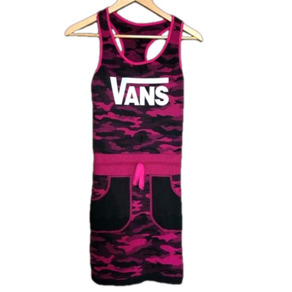Vans Pink Camouflage Bodycon Tennis Prep Racerback Mini Dress Small - Picture 1 of 7